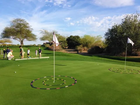 a group of people playing golf