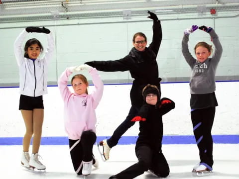 a group of people ice skating