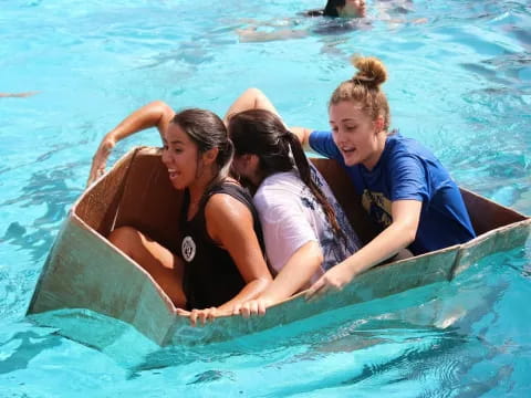 a group of women in a pool