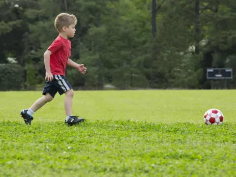a boy playing football