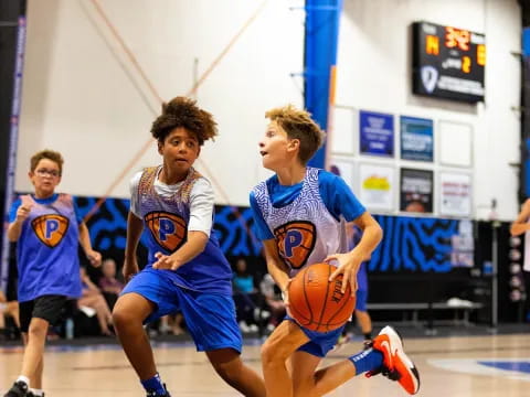 a group of men playing basketball
