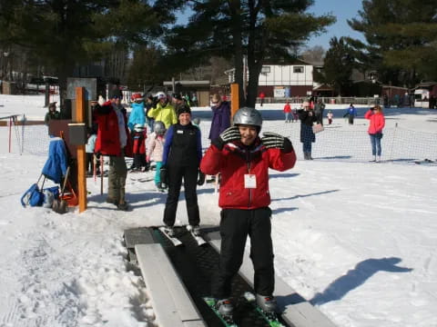 a group of people on skis