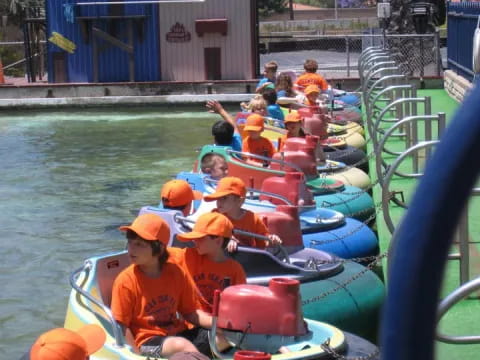 a group of people in a boat