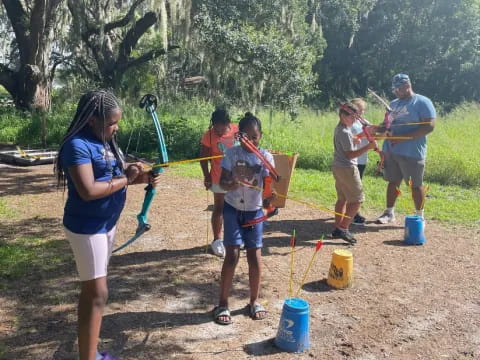 a group of people outside