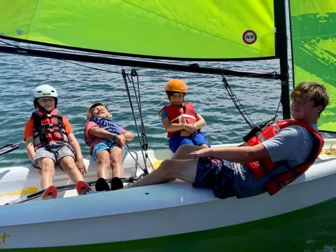 a group of people in a boat