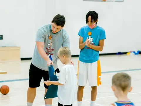 a person and a couple of boys