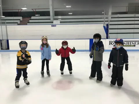 a group of people on ice