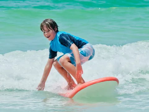 a boy surfing on the waves