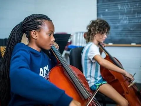 a young girl playing a violin