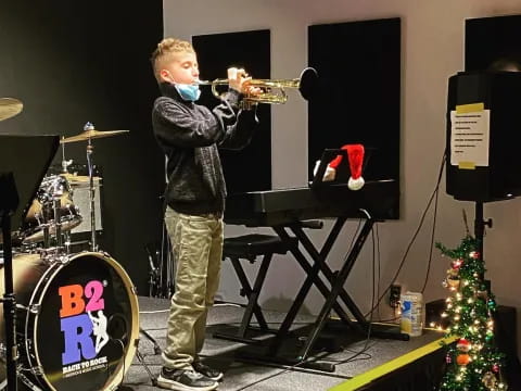 a person playing a trumpet