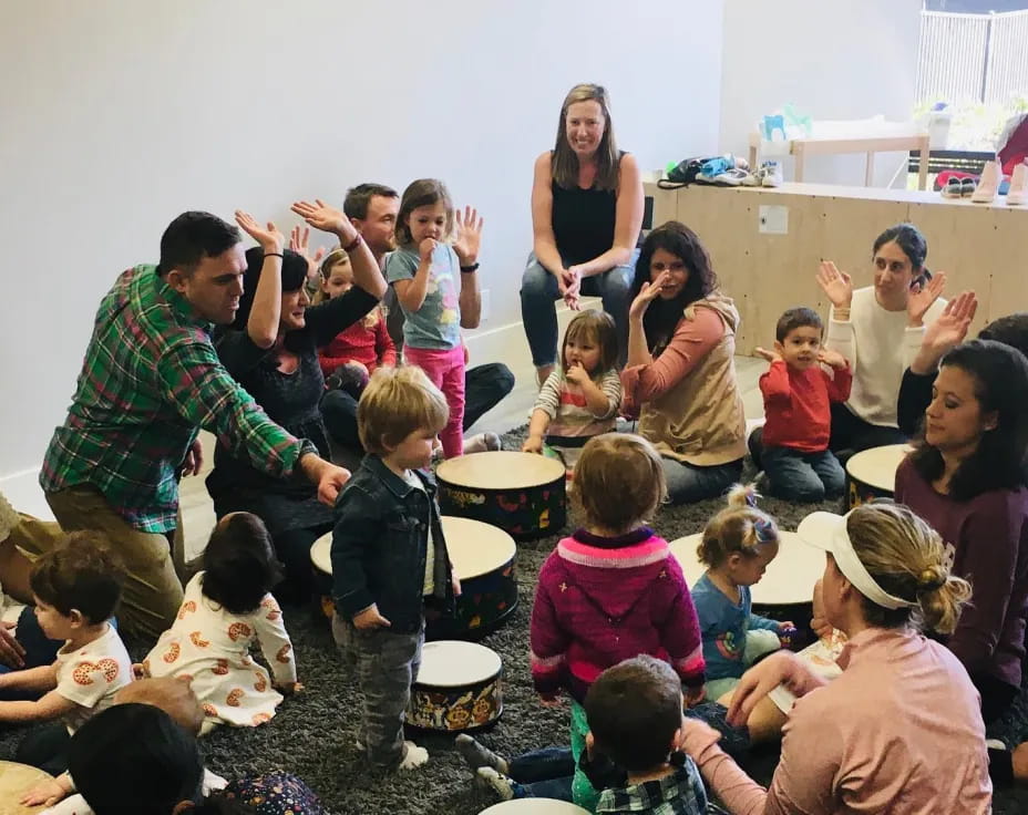 a group of people in a circle