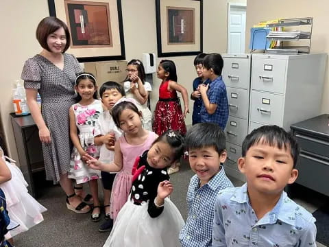 a group of children in a room