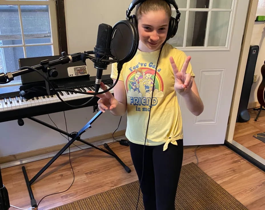 a girl wearing headphones