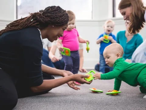 a woman and a group of children