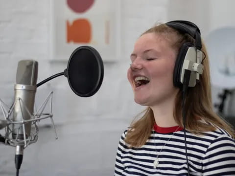 a woman wearing headphones