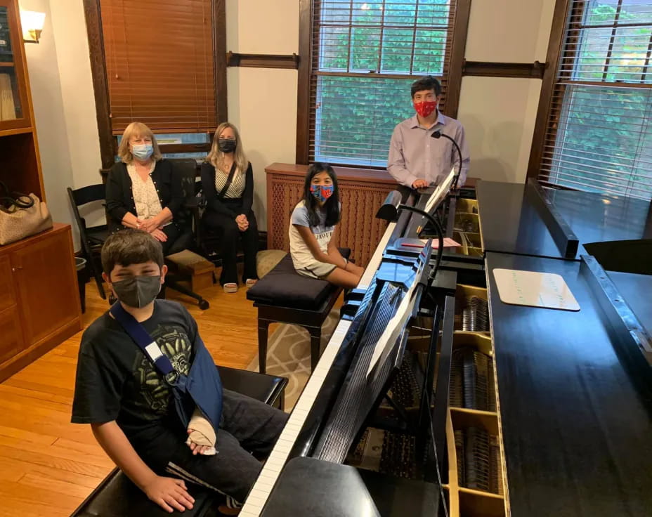 a group of people in a room