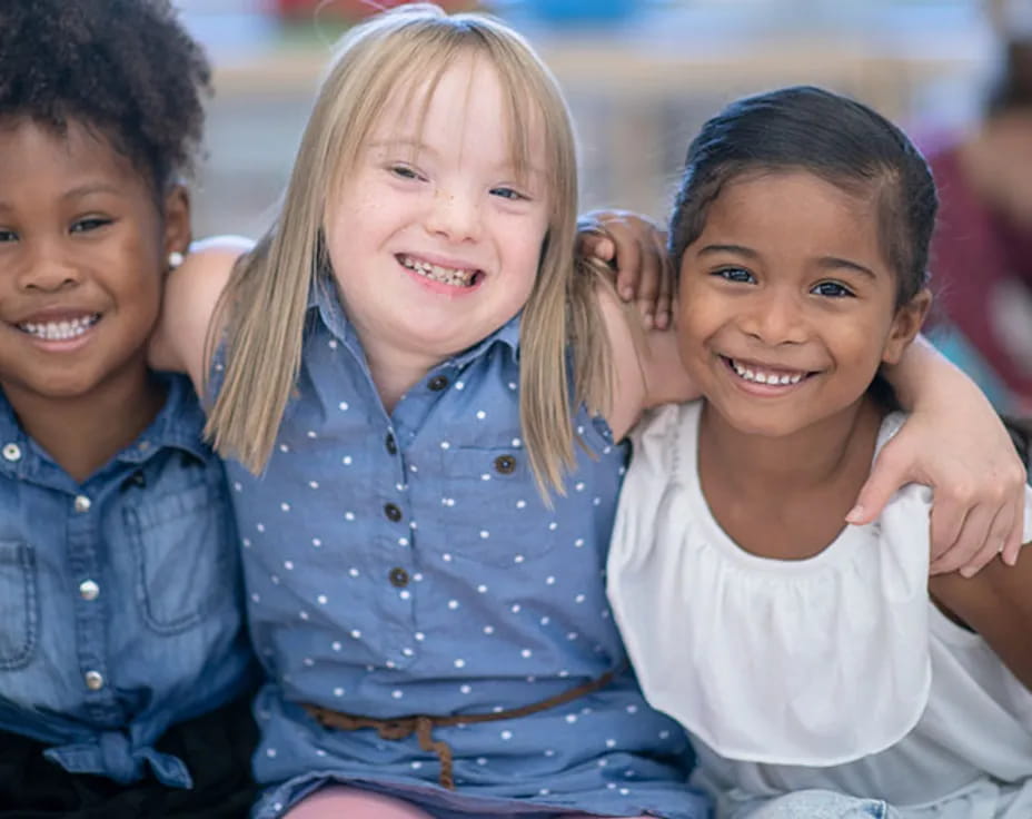 a group of children smiling