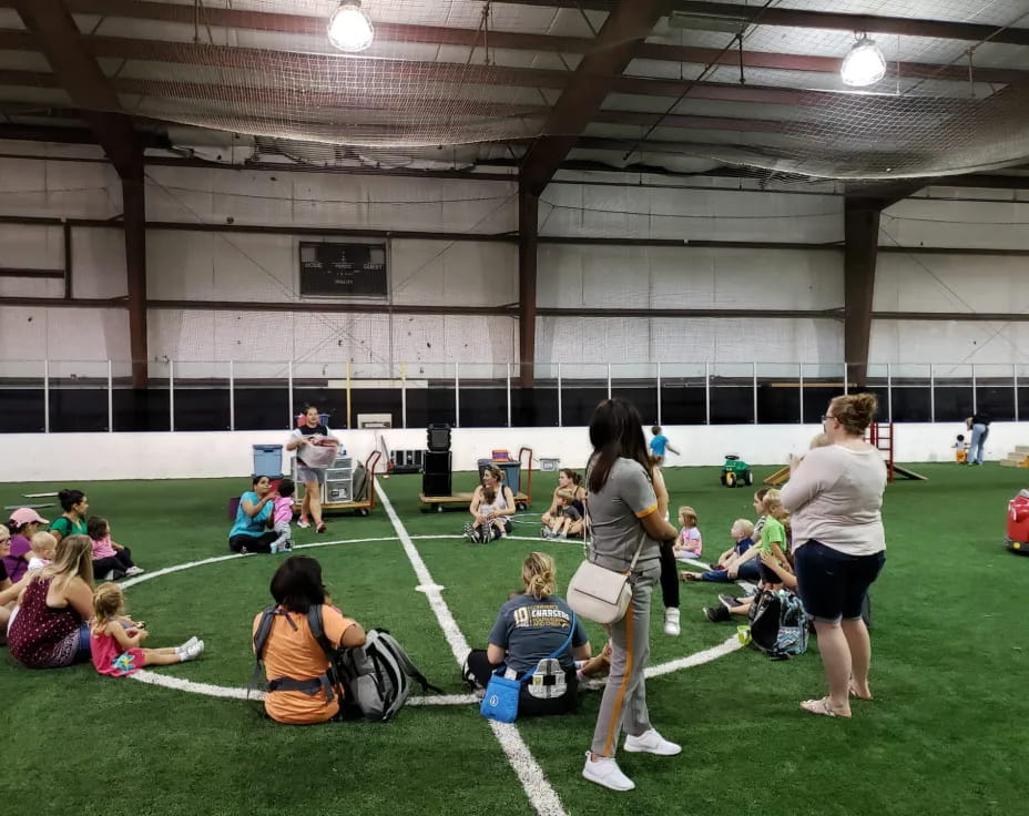 a group of people on a field