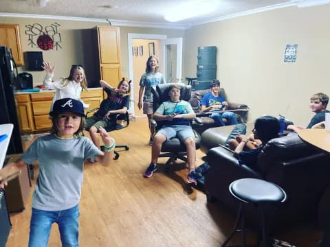 a group of people in a room