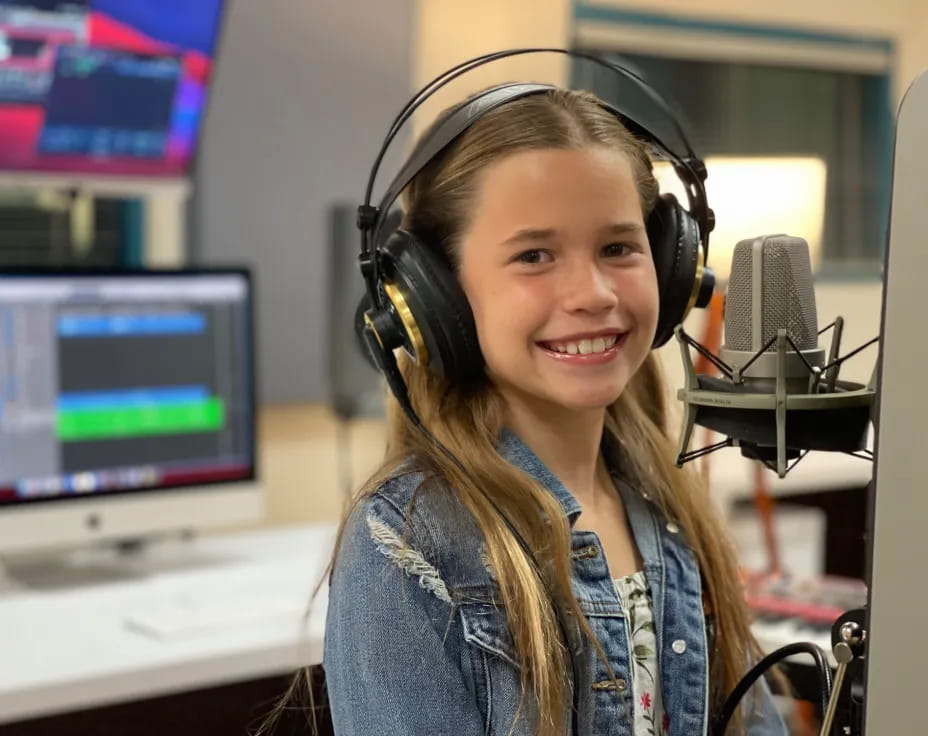 a woman wearing headphones