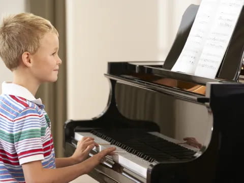 a child playing a piano