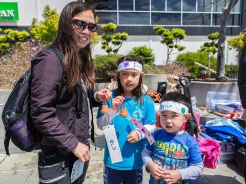 a person and two children