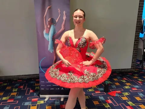 a person in a red dress