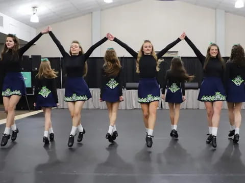 a group of cheerleaders in a room