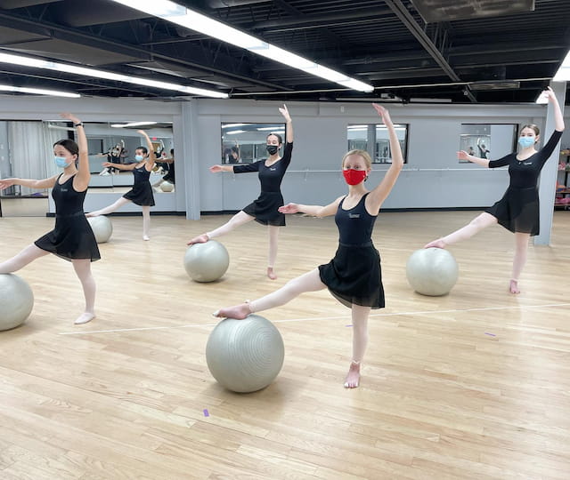 a group of women exercising