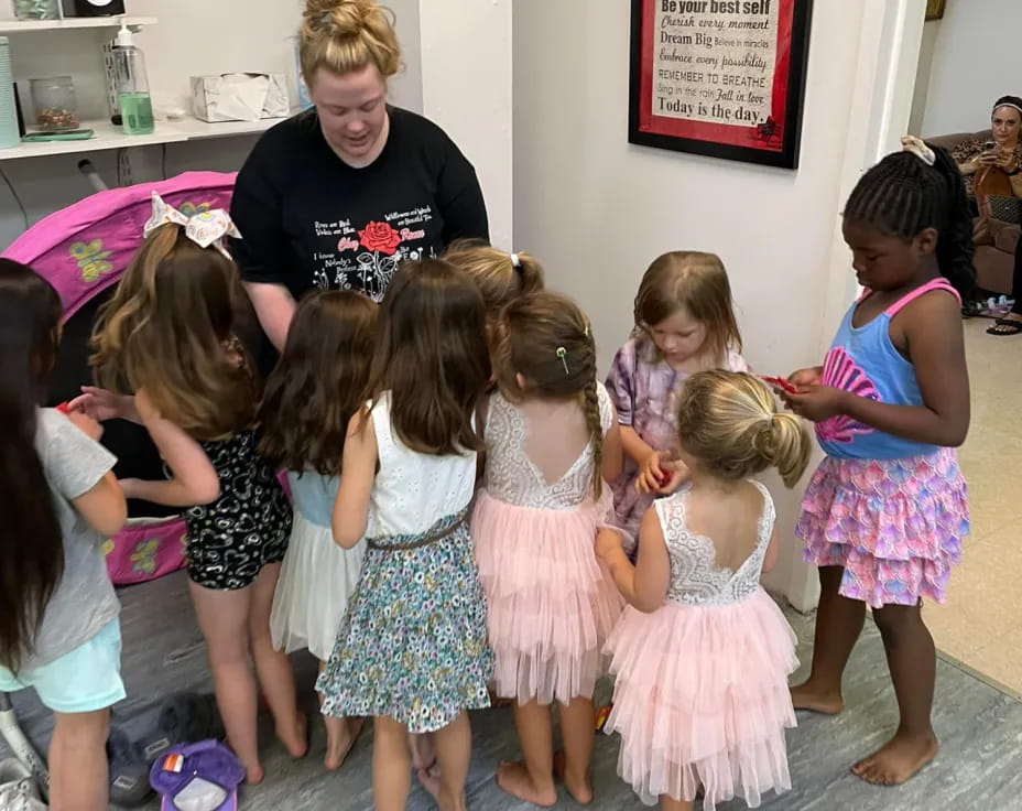 a group of children in a room