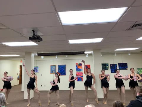 a group of women in a gym