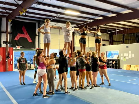 a group of women in a gym