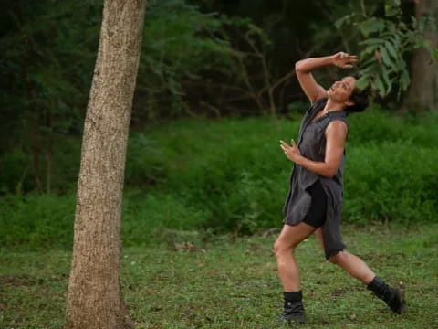 a man in a black shirt