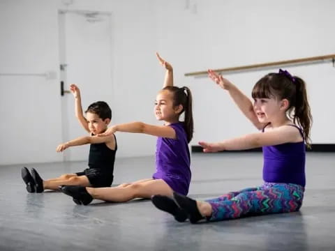 a group of children exercising