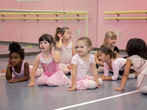 a group of girls in a gym