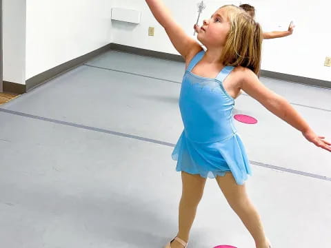 a woman in a blue dress