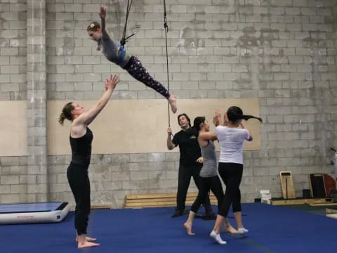 a group of people doing yoga
