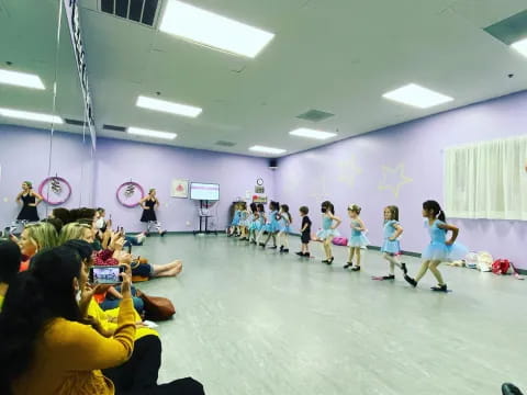 a group of people in a room