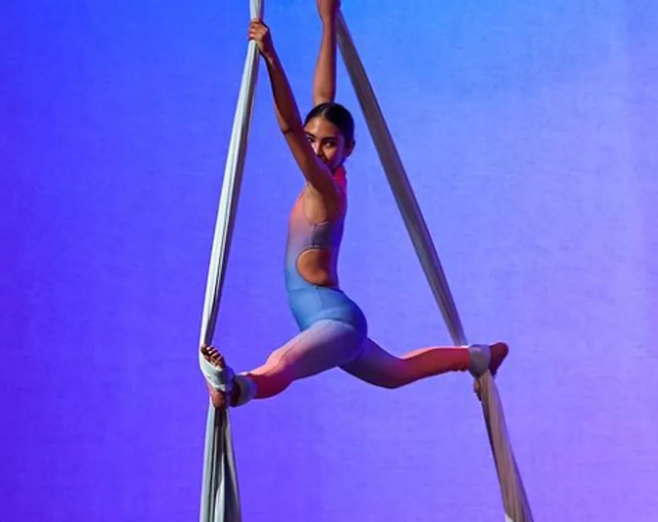 a woman performing gymnastics