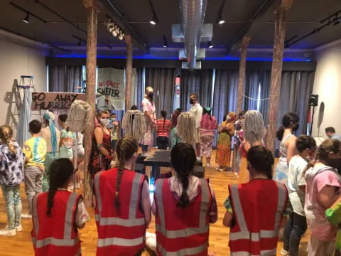 a group of people in a room