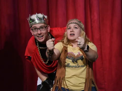 a man and woman wearing clothing