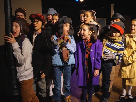a group of people singing