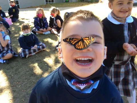 a boy with a face mask