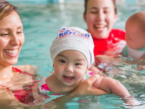 a group of children in a pool