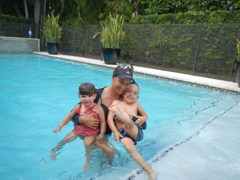 a group of people in a pool