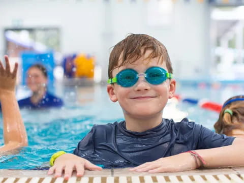 a boy wearing goggles