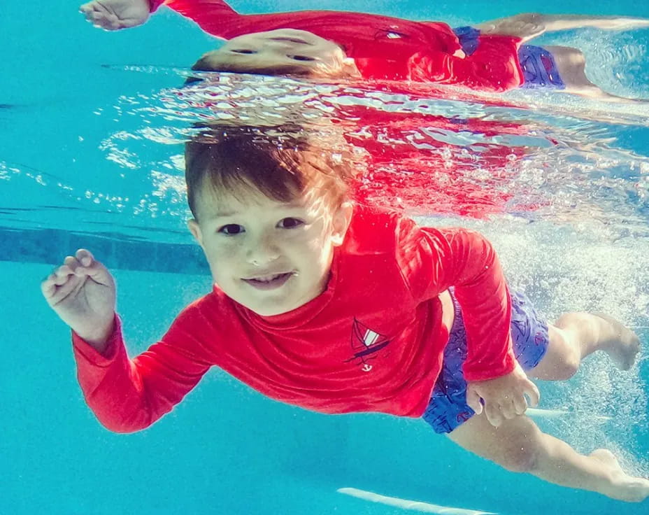 a child in a pool