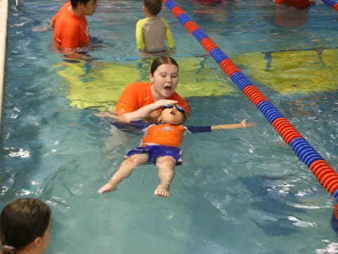 a group of kids in a pool