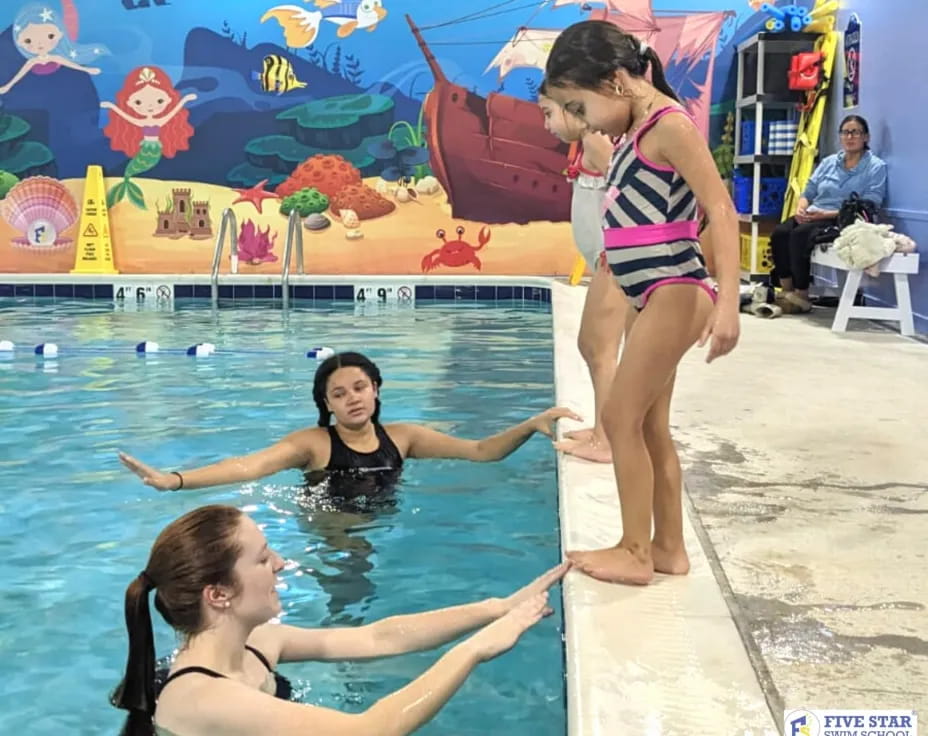a group of women in a pool