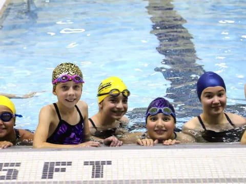 a group of people in a pool